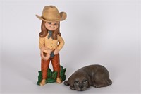 Vintage Alberta's Ceramic Cowgirl & Dog