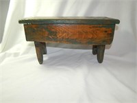 Antique Primitive Child's Pine Stool Bench