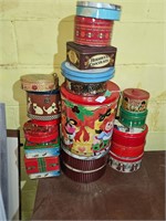 Christmas Tins Lot of Them Various Sizes