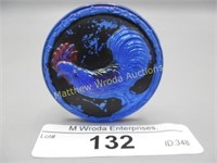 Carnival Glass Hatpin- blue painted Rooster