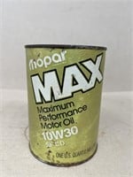 Mopar Max motor oil paper can with content