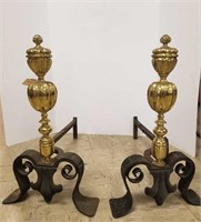 Brass fireplace andirons