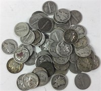 90% Silver Mercury Dimes - Roll of 50 - $5 Face