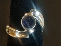 STERLING .75CT IOLITE SOLITAIRE RING