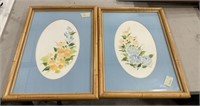 Pair of Signed Framed Flower Prints
