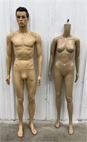 (J) Posable Female/Male Mannequins 73’’ Tall