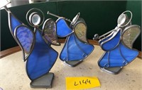 R - LOT OF 3 STAINED GLASS ANGEL FIGURINES (L144)