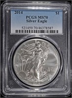 2014 AMERICAN SILVER EAGLE PCGS MS70