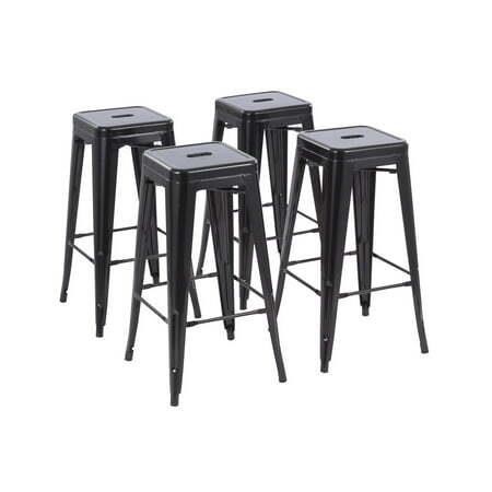 Howard 30 Metal Barstool  Set of 4  Black  Indoor