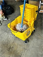 Yellow commercial mop & pail