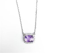 Natural Amethyst Necklace 925 Silver