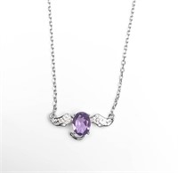 Natural Amethyst Necklace 925 Silver