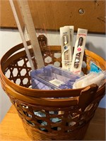 Basket of Sewing Notions Supplies, Lace, etc