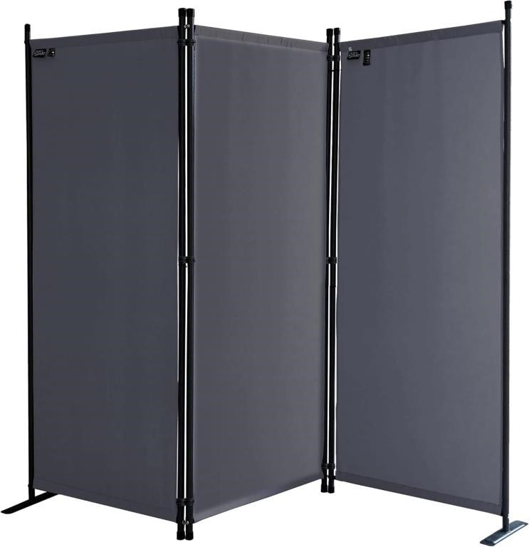 Room Divider 67 W x 65 H Gray | 3-Panel Folding