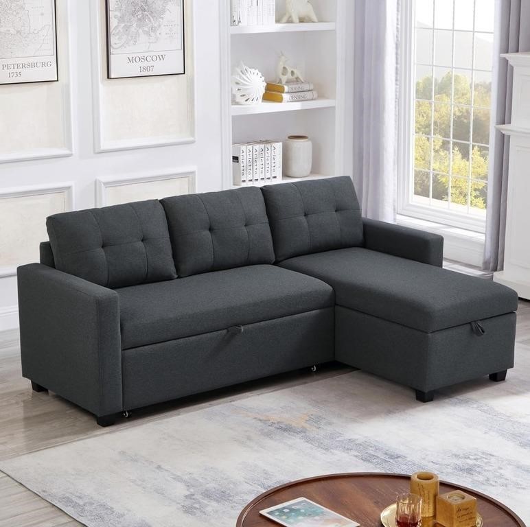 L-Shaped Reversible Sofa Sleeper with Storage