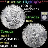 *Highlight* 1901-p Morgan $1 Graded Select Unc