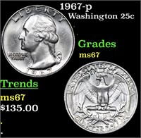 1967-p Washington Quarter 25c Grades GEM++ Unc