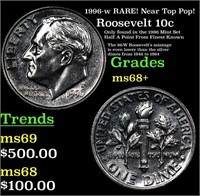 1996-w Roosevelt Dime RARE! Near Top Pop! 10c Grad