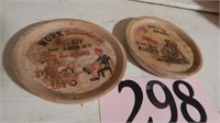 PAIR OF WOODEN COASTERS MADE IN JAPAN