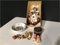 Clay Marbles,Baby Dish,Doll & Shoes Lot