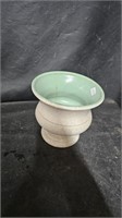 USA Pottery Planter White Textured with Celadon