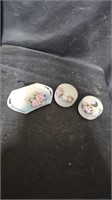 Handpainted Vanity Set, Hair Receiver, Trinket