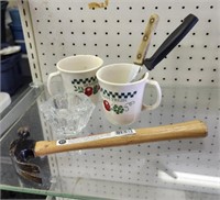 Cups, knives and a claw hammer