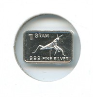 1 gram Silver Ingot - Praying Mantis, .999 Fine