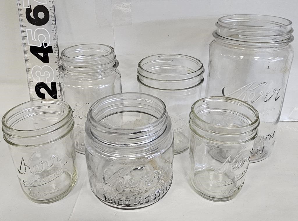 Assorted Kerr Canning Fruit Jars