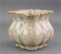 Chinese Song Ruyao Style Porcelain Lobed Bowl