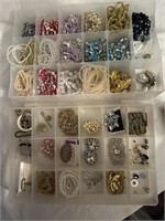 TWO 7 x 11" organizers w/ jewelry, beads, buttons,