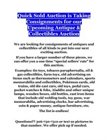 Taking Consignments For Antiques & Collectibles