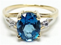 14K Yellow gold oval cut claw set London Blue