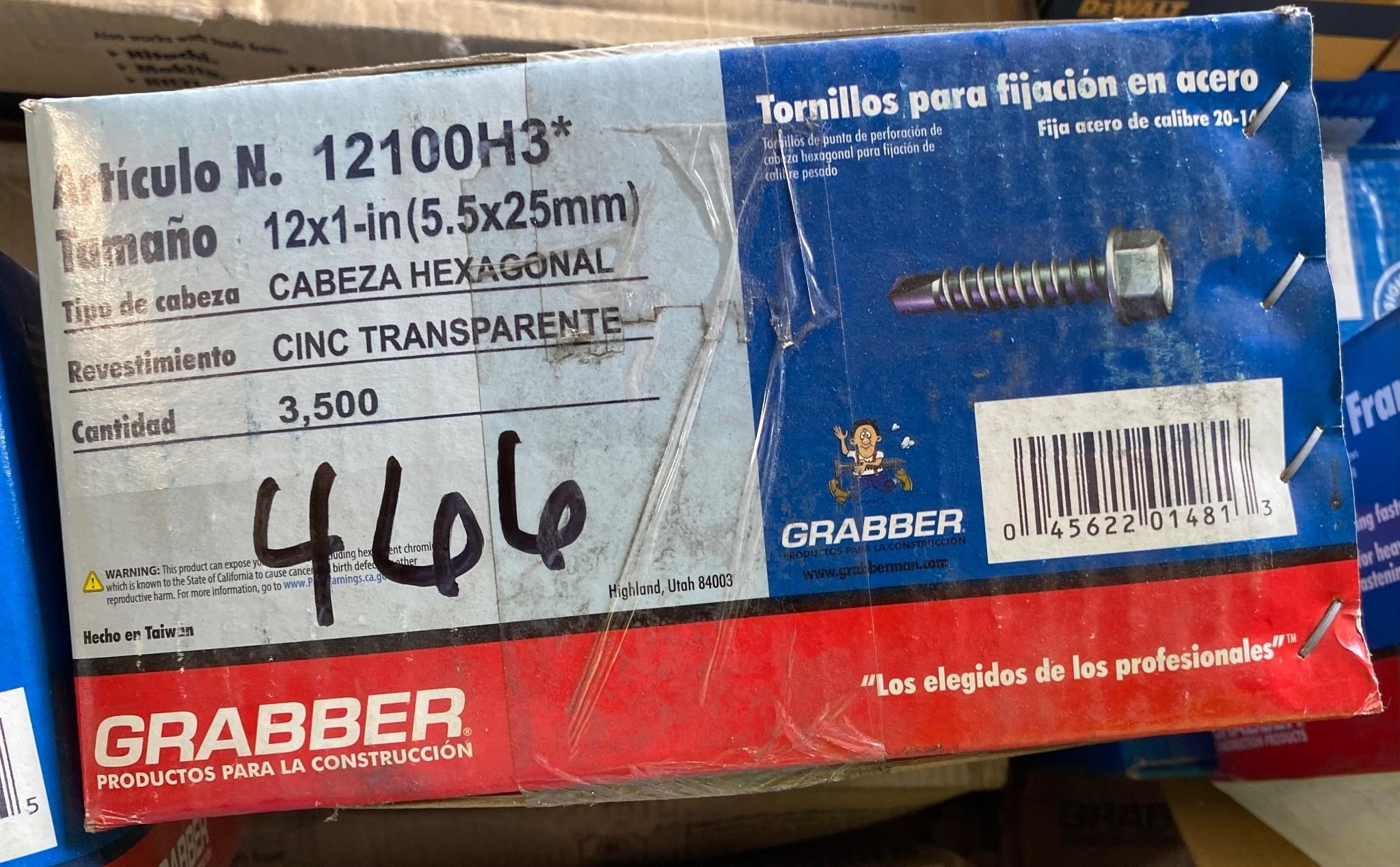 Grabber 12x1" Hex Head, 3500ct