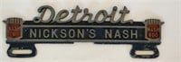 Old Detroit Nickson's NASH 6 License Plate Topper