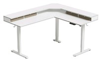 Fezibo, L Shaped Electric Standing Desk, White, 63