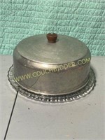 aluminum cake cover with glass cake plate
