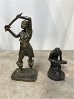 Bronze pirate Art Goods statue and cast iron boy