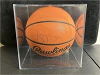 Larry Bird Signed Basketball & Birdie Bag