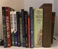 Assorted books and book ends