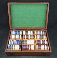 Case Full Of Vintage Poker Chips W/ Horse Design