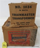 Lionel Type RW and 1034 Transformers, OB (No Ship)