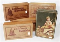 Collection four wood California Chocolate boxes
