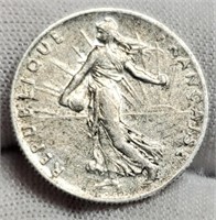 1918 France Silver 50 Centimes 83.5%