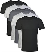 Gildan Men's 5 Pack Crew T-Shirts, Black/Grey, XL