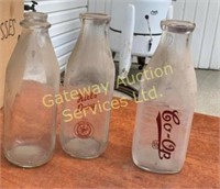 12 Vintage glass milk bottles