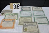 10 Assorted Oil Company Stock Certificates