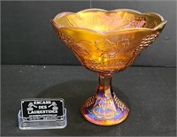 Vase compote Indiana glass, carnaval amber