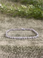 .925 Sterling Silver Circle Linked Tennis Bracelet