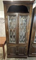 Vintage Lighted Display Cabinet w/ Leaded Glass